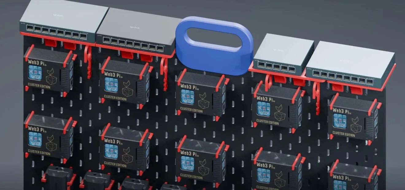 Gigabit network switches mounted along the top of the board